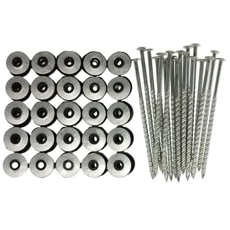 Screws or nails with washers