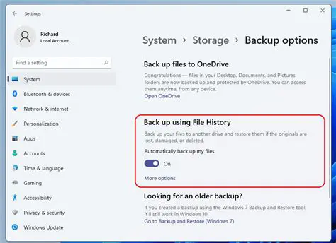 Select the file to backup or restore