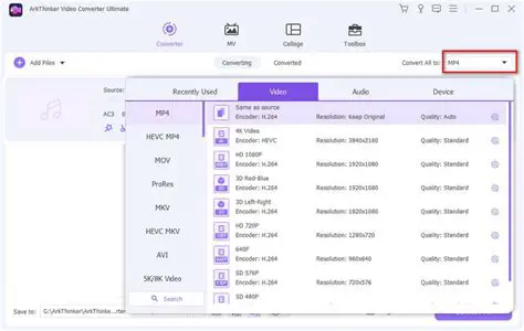 Select the output file format