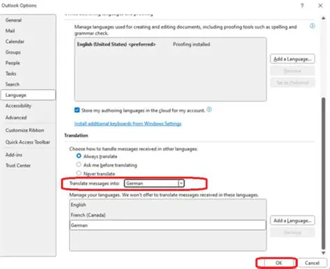 Select the Translation Options