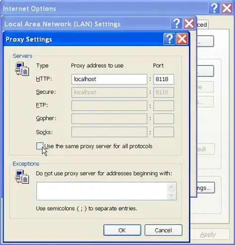 Set proxy for Internet Explorer