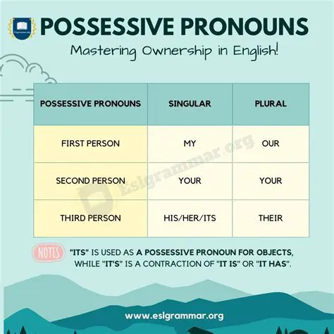 Singular Possessive Pronouns