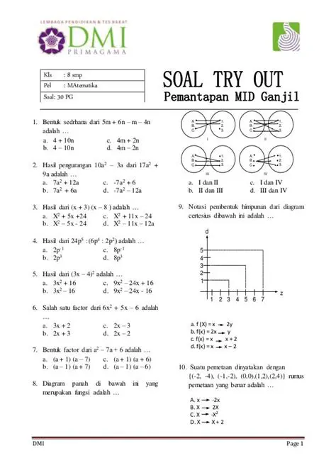 Soal Ujian Matematika Kelas 8