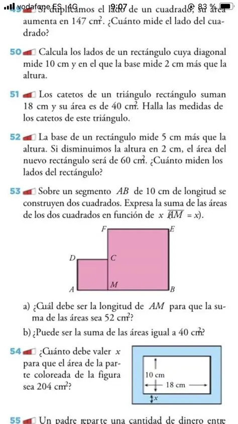 Sobre un segmento AB de 10 cm de longitud se construyen dos cuadrados