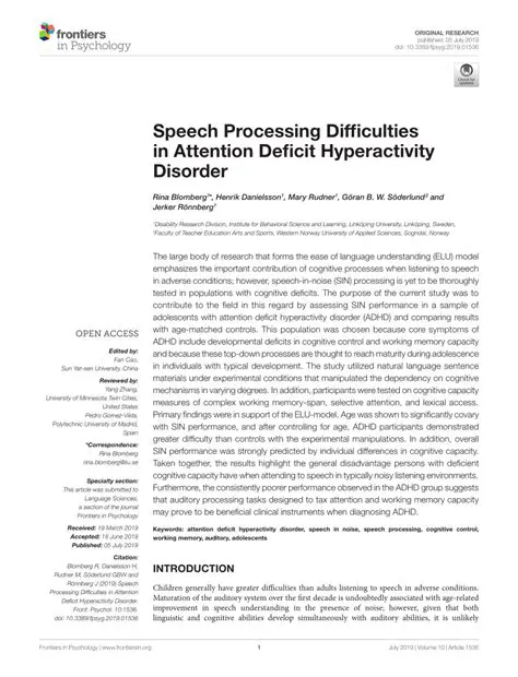 Speech processing difficulties