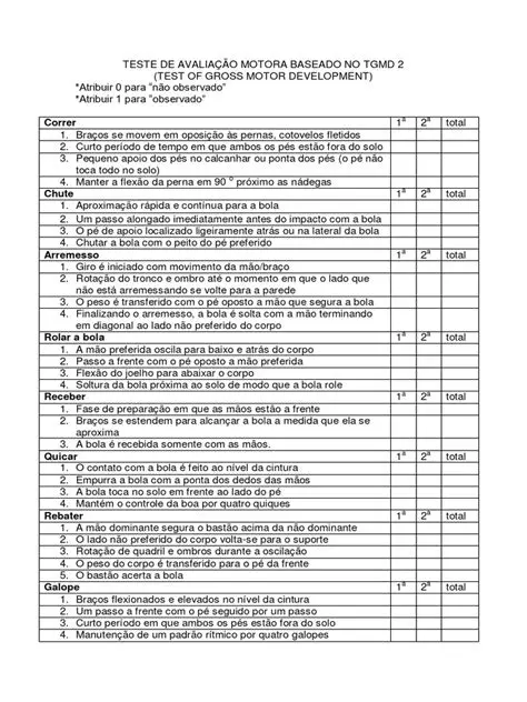 Testes de habilidades motoras
