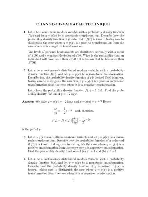 The Change of Variable Technique