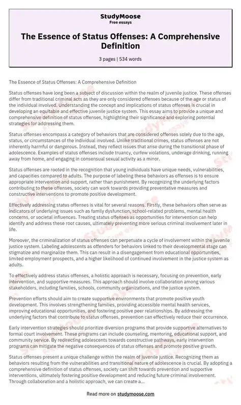 The Consequences of Status Offenses