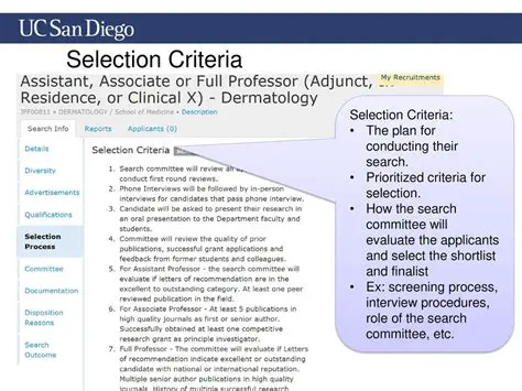 The Criteria for Selection