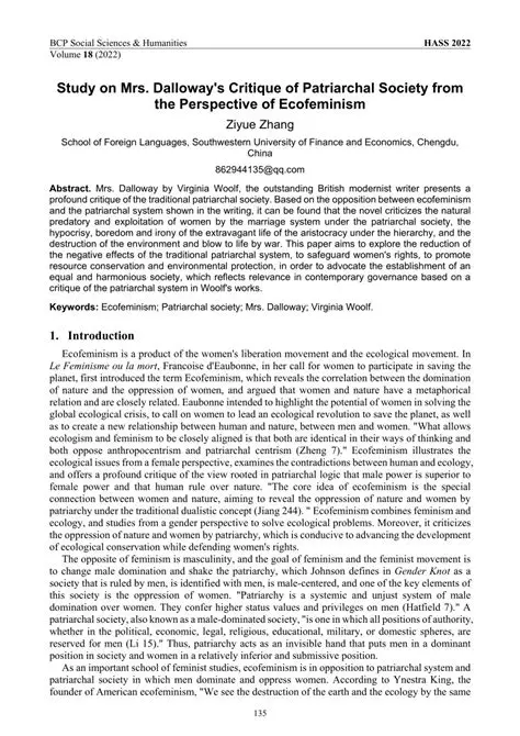 The Critique of Patriarchal Society