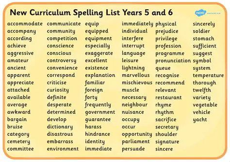 The Five Words from the Spelling List