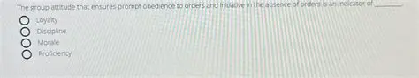 The Group Attitude that Ensures Prompt Obedience to Orders and Initiative in the Absence of Orders
