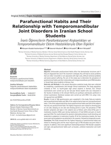 The Impact of Parafunctional Habits on Temporomandibular Joint Health