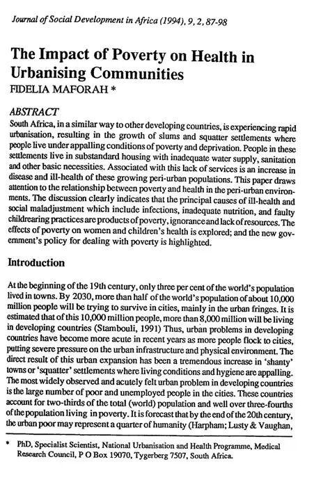 The Impact of Poverty on Health