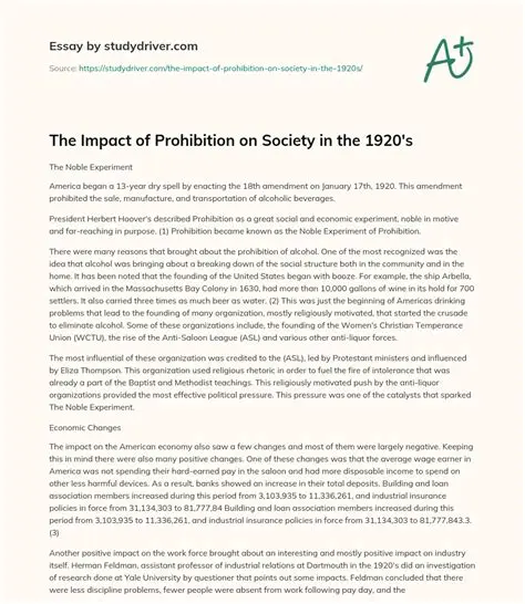 The Impact of Prohibition on Society