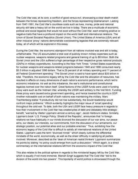 The Impact of the Cold War on American Culture