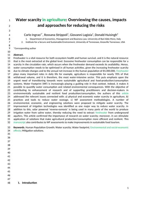 The Impact of Water Scarcity on Food Production