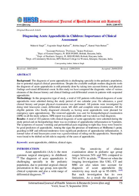 The Importance of Diagnosing Appendicitis in Children