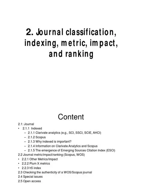 The Importance of Journal Classification