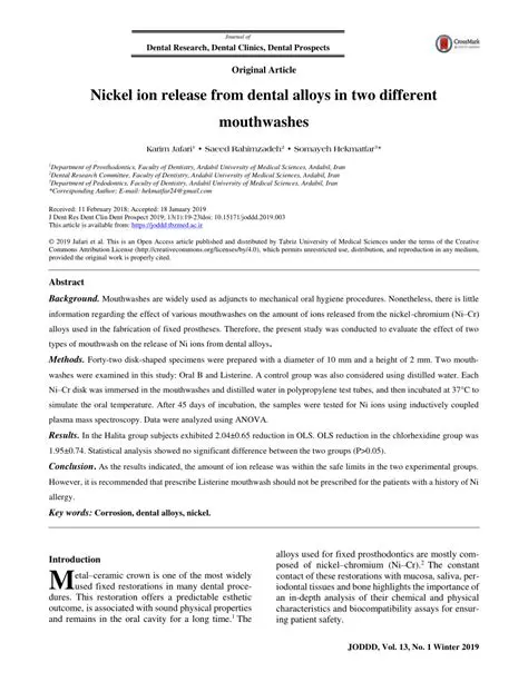 The Importance of Nickel Ion Release in Orthodontic Treatment