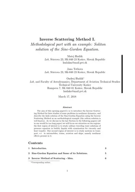 The Inverse Scattering Method