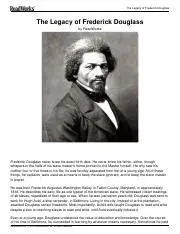 The Legacy of Frederick Douglass