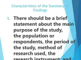 The Main Findings of the Study