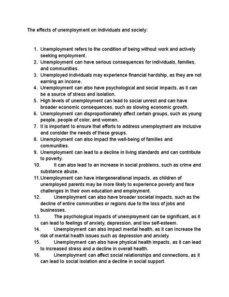 The Negative Effects of Unemployment on Individuals