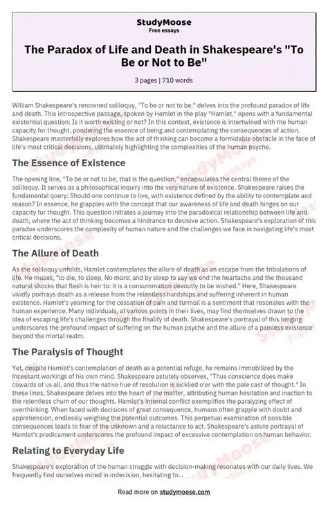 The Paradox of Life and Death