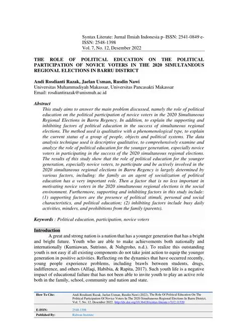 The Perception of Novice Voters