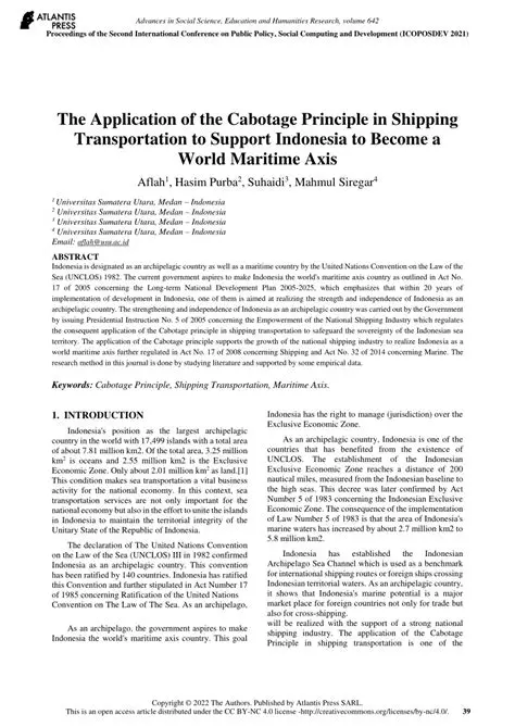 The Principle of Cabotage in Indonesian Shipping