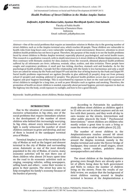 The Problem of Street Children in Medan Amplas District