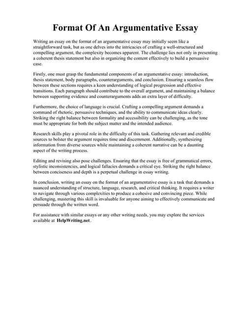 The Proper Style for an Argumentative Essay