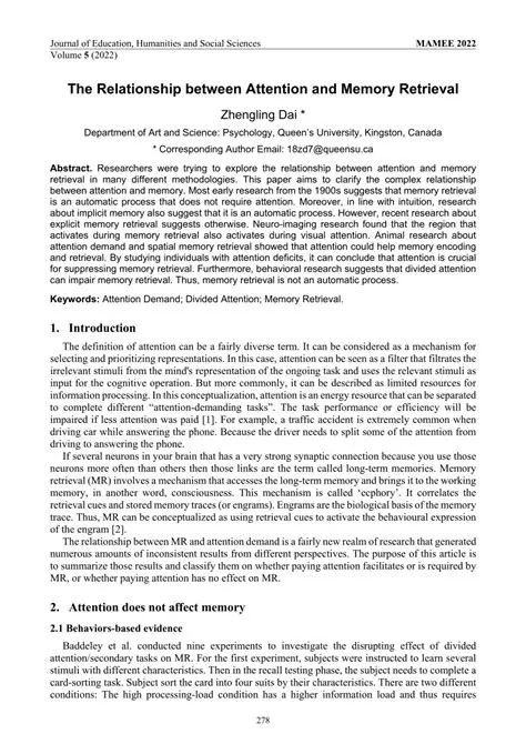 The Relationship Between Attention and Memory