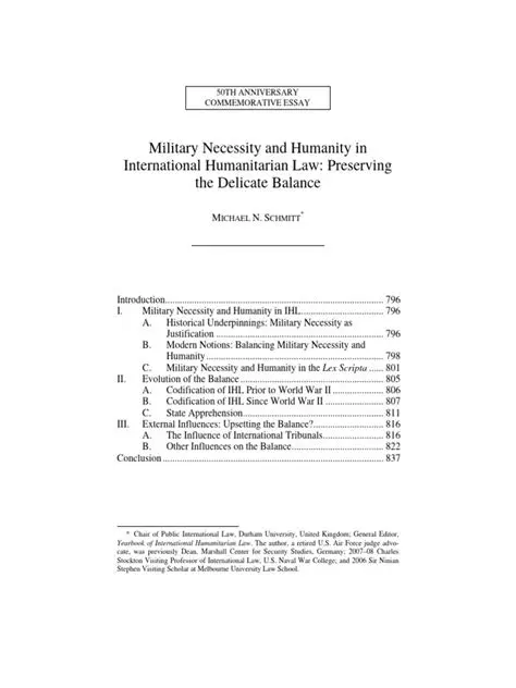 The Relationship Between Military Necessity and Humanitarian Law