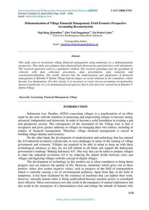 The Role and Responsibility of the Village Head in Village Financial Management