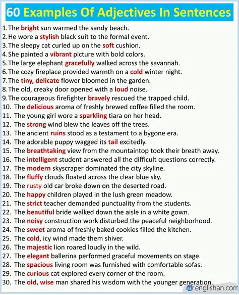 The Role of Adjectives in Sentences