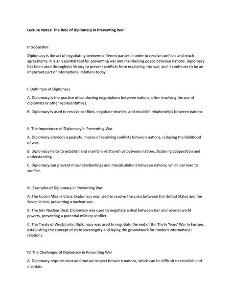 The Role of Diplomacy in Preventing War