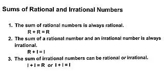 The Sum of Rational and Irrational Numbers