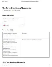 The Three Questions of Economics