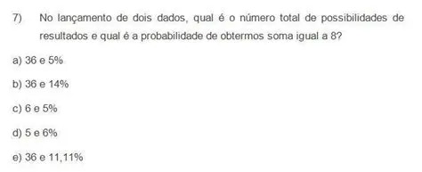 Total de possibilidades de resultados