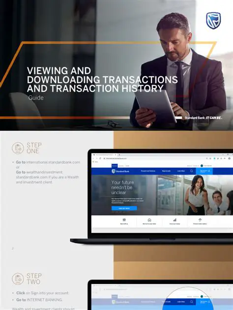 Transactions history downloading and viewing