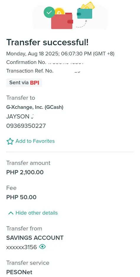Transfer from Savings Account