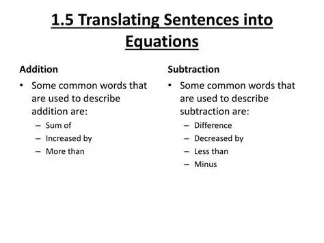 Translating Sentences into Equations