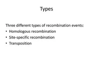 Types of Recombination Events