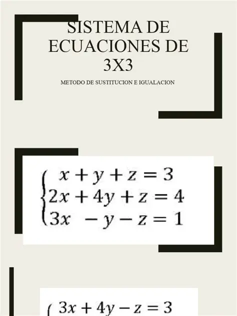 Un sistema de ecuaciones 3x3 con ecuaciones con coeficient