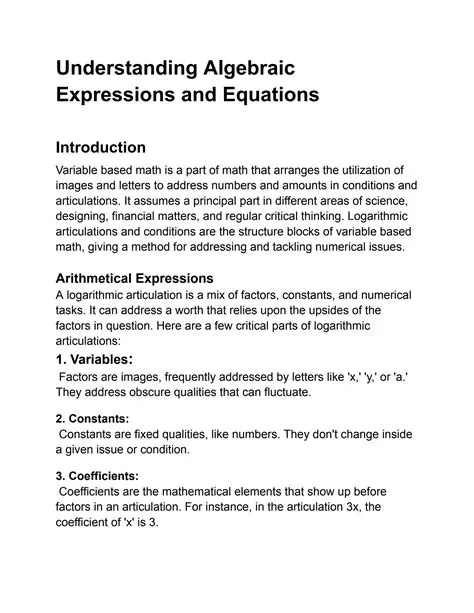 Understanding Algebraic Descriptions