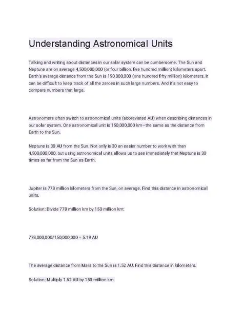 Understanding Astronomical Units