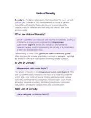 Understanding Density Units