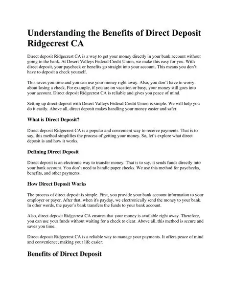 Understanding Direct Deposit